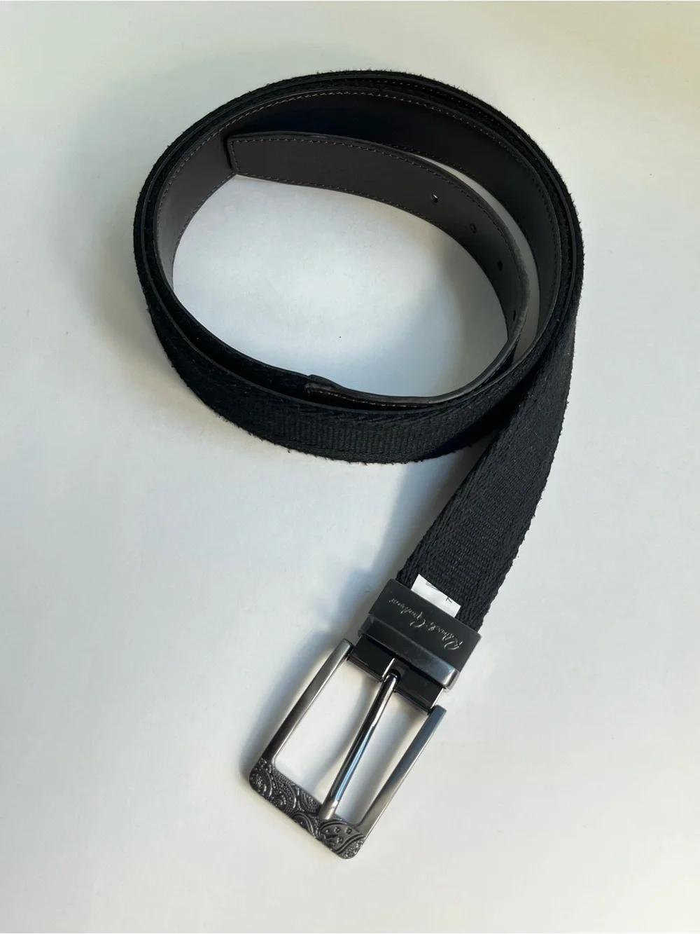 Robert Graham Mayflower Reversible Belt 50 (48-54) Brown Leather/Black Webbing